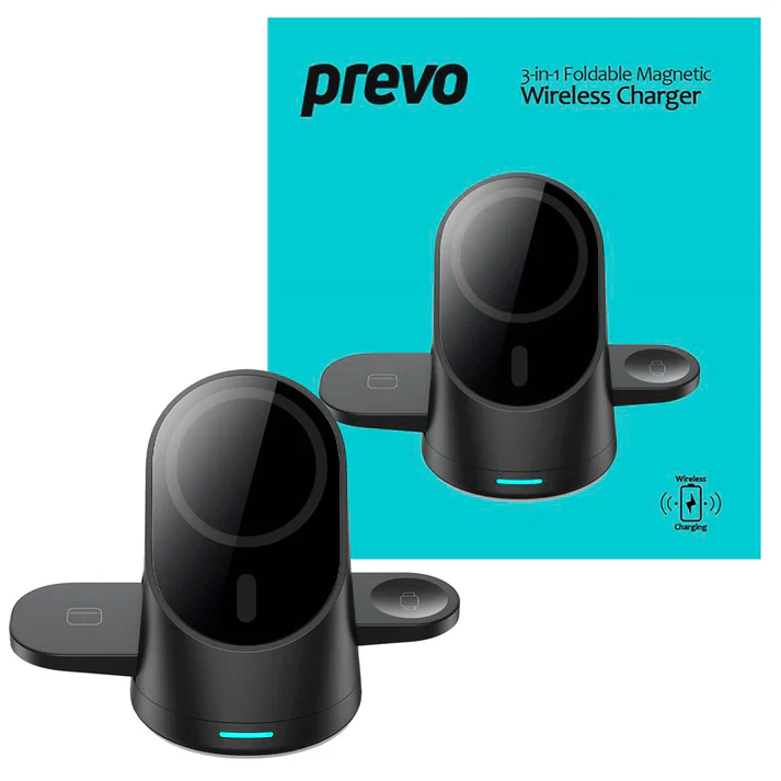 PREVO 3in1 25W Foldable Magnetic Wireless Charging Station - Black || 111323 - Image 4