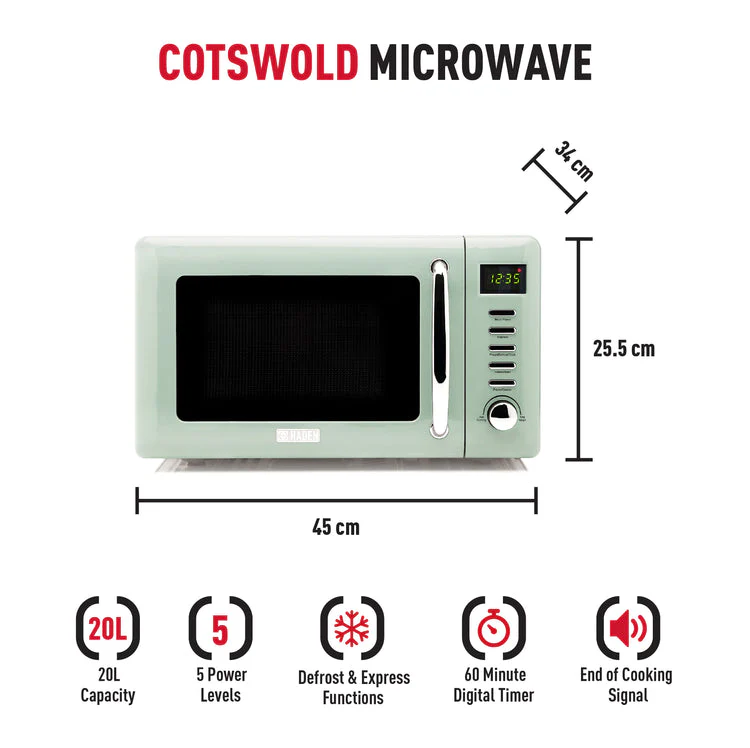 Haden 800W 20L Cotswold Digital Microwave - Sage Green | 186683 - Image 3