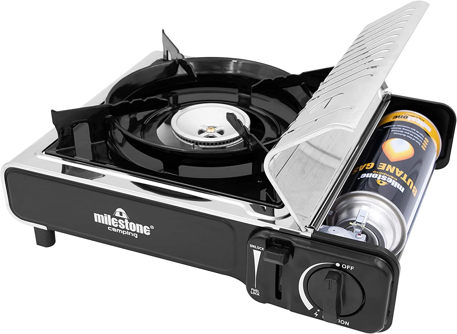 MILESTONE Camping Portable Gas Stove - Silver, Black | 189594 - Image 3