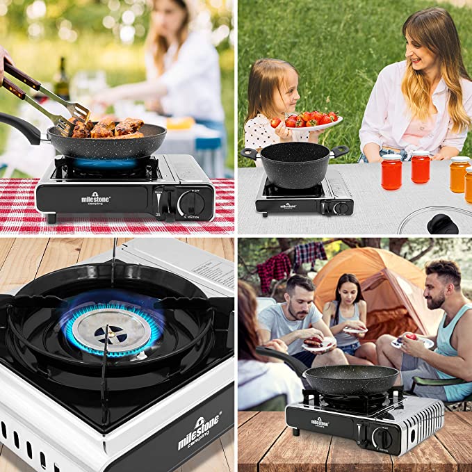 MILESTONE Camping Portable Gas Stove - Silver, Black | 189594 - Image 4
