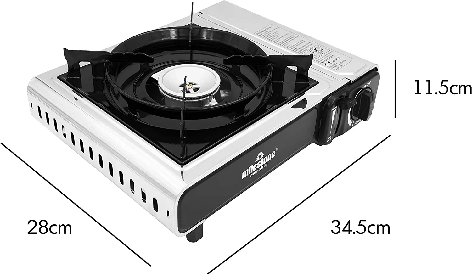MILESTONE Camping Portable Gas Stove - Silver, Black | 189594 - Image 7