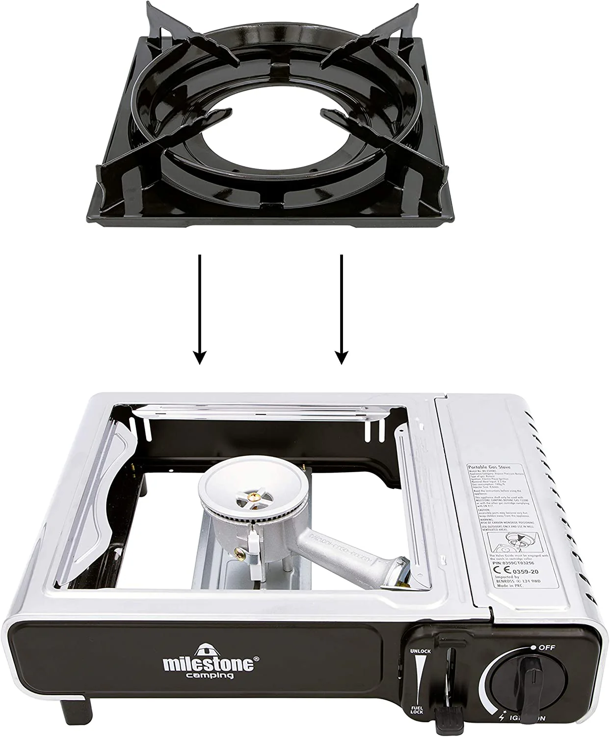 MILESTONE Camping Portable Gas Stove - Silver, Black | 189594 - Image 8