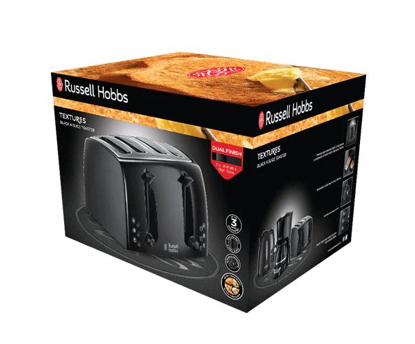 RUSSELL HOBBS Textures 4 Slice Plastic Toaster - Black | 21651 - Image 5