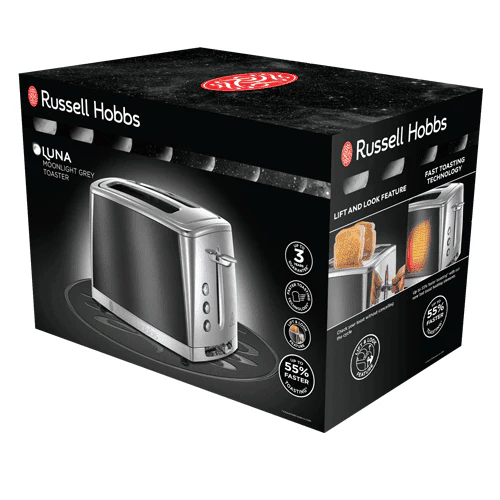 Russel Hobbs Luna 2 Slice Toaster - Grey | 23221 - Image 5