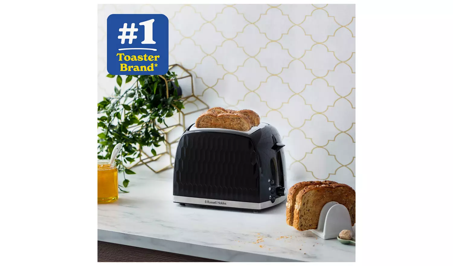 Russell Hobbs Honeycomb 2 Slice Toaster - Black | 26061/RH - Image 5