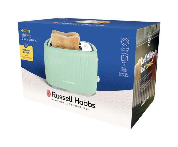 *OPEN BOX* RUSSELL HOBBS Eden 2 Slice Toaster - Pistachio Green | 27374 - Image 7