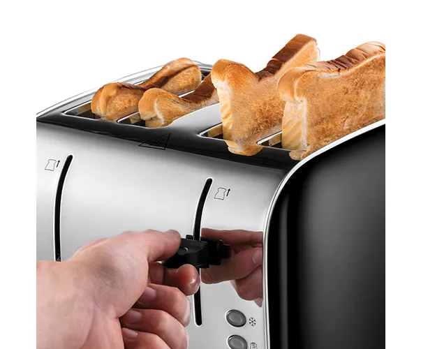 RUSSELL HOBBS Stainless Steel Black 4 Slice Toaster | 28360 - Image 3
