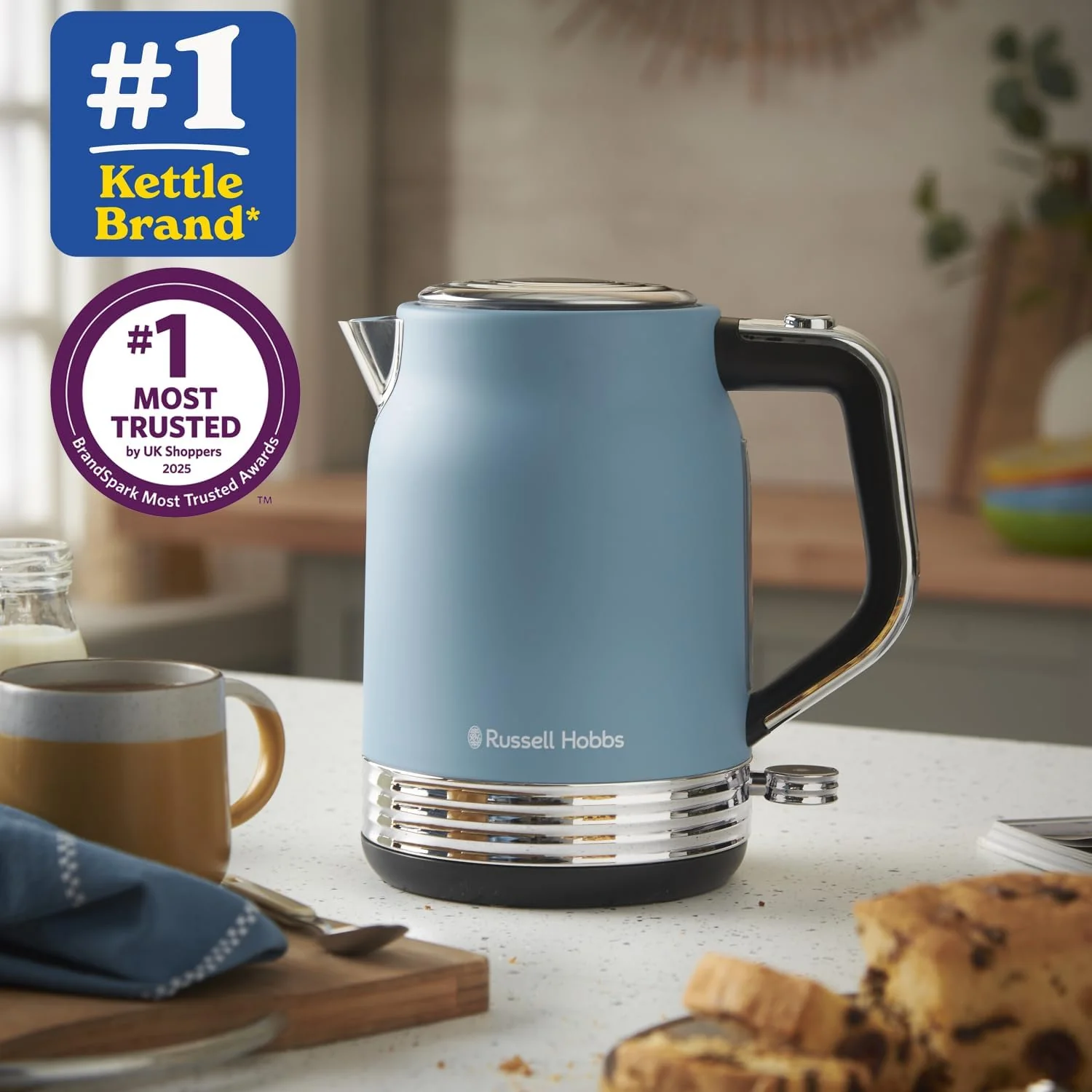 Russell Hobbs Hanley Kettle 1.7L - Retro Blue | 28641 - Image 4