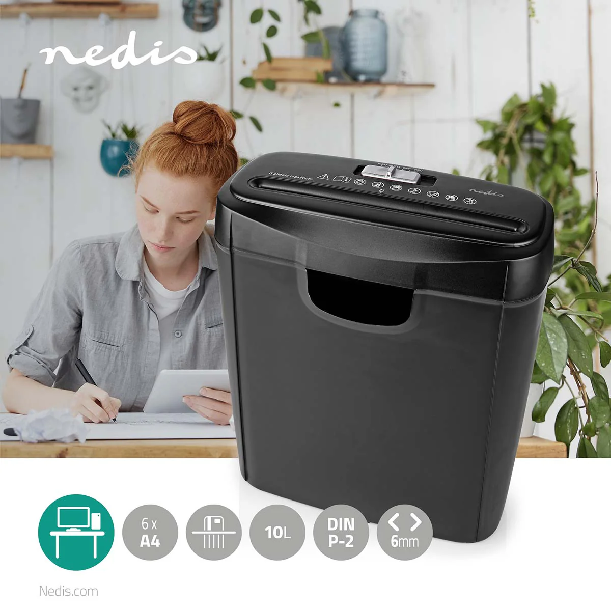 Nedis A4 6 Sheet 12L Paper Shredder | 329472 - Image 12