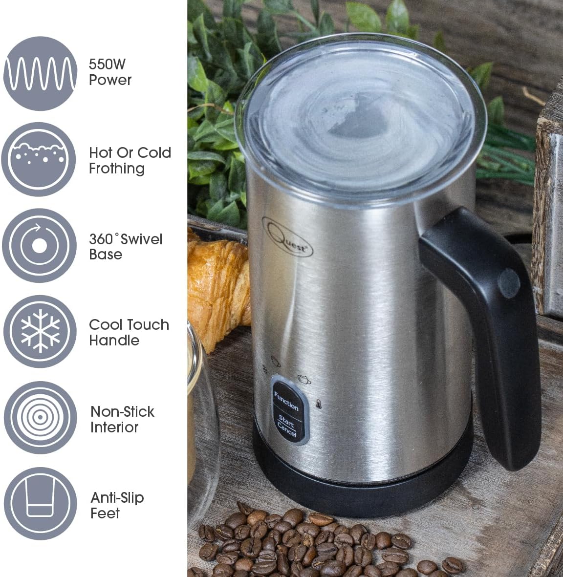 Quest Electric Milk Frother 0.3L - Stainless Steel | 34179 - Image 5