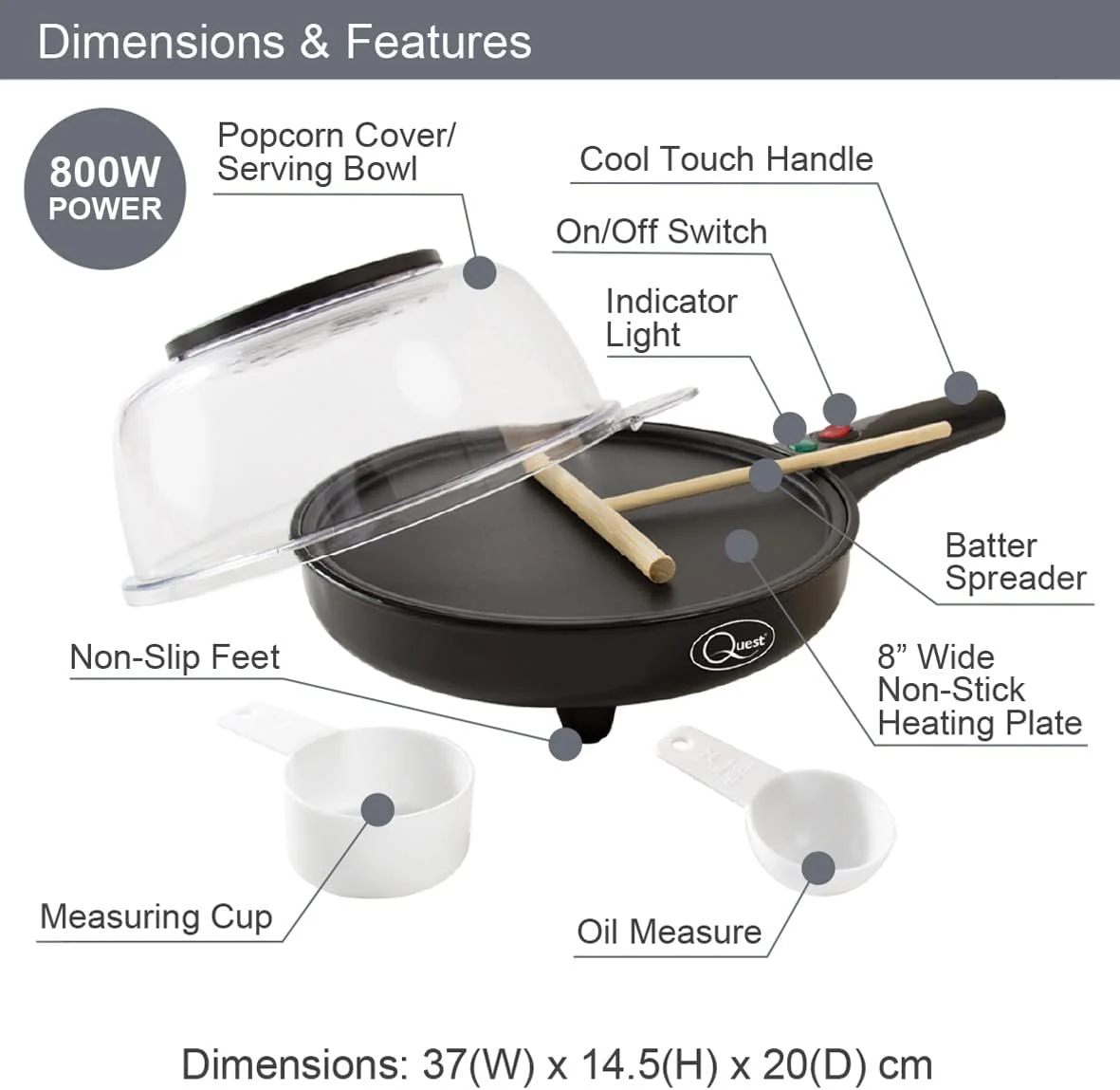 Quest 2-in-1 Popcorn, Pancake & Crepe Maker | 34400 - Image 7