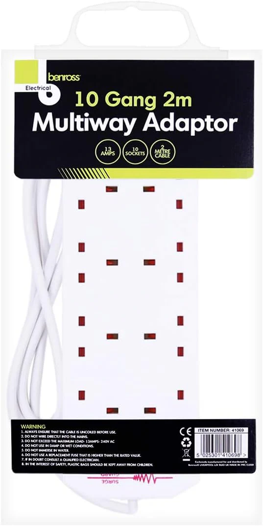 BENROSS 10 Way 2M Surge Protected Extension Lead | 41069 - Image 3