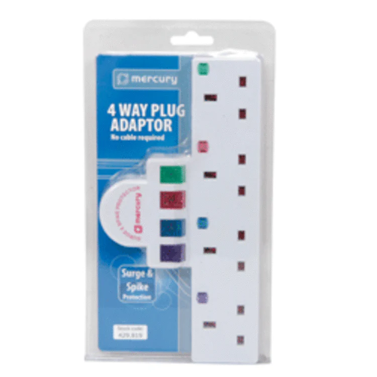Plug-in 4-Way Mains Adaptor with Surge Protection | 429819 - Image 2
