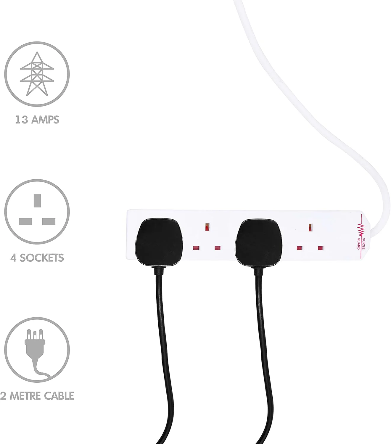 BENROSS 4 Way 2M Surge Protected Extension Lead | 45320 - Image 3