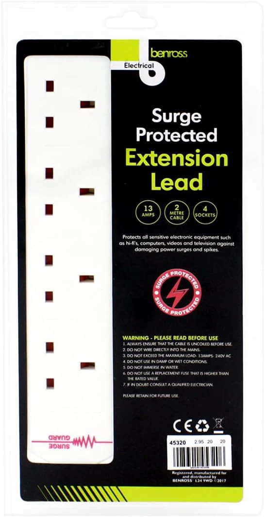 BENROSS 4 Way 2M Surge Protected Extension Lead | 45320 - Image 4