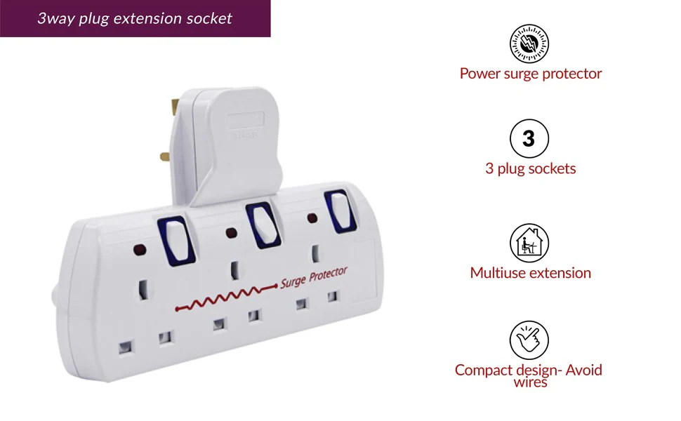 INNOTECK Benross DS-2218 3 Way Switched Wall Adaptor - White | 456108 - Image 4