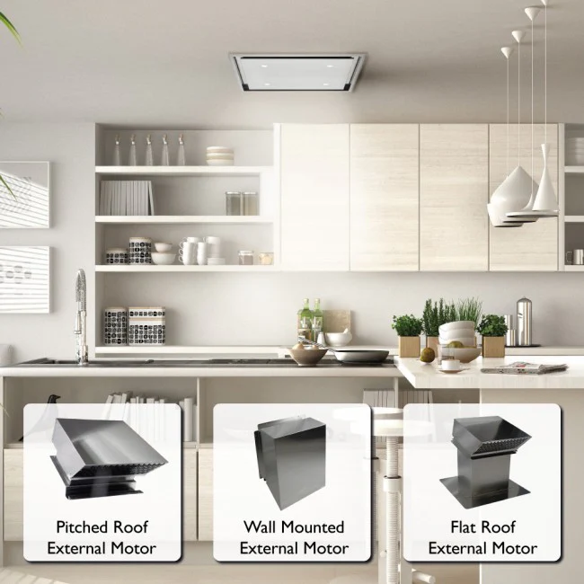LUXAIR 60cm x 60cm Premium Ceiling Cooker Hood with Wall Mounted External Motor in Stainless Steel || LA-60-ANZI-EXT-SS - Image 13