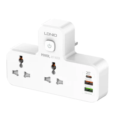 LDNIO 2 Way Power Socket 2USB + 1USB-C PORT | 691540