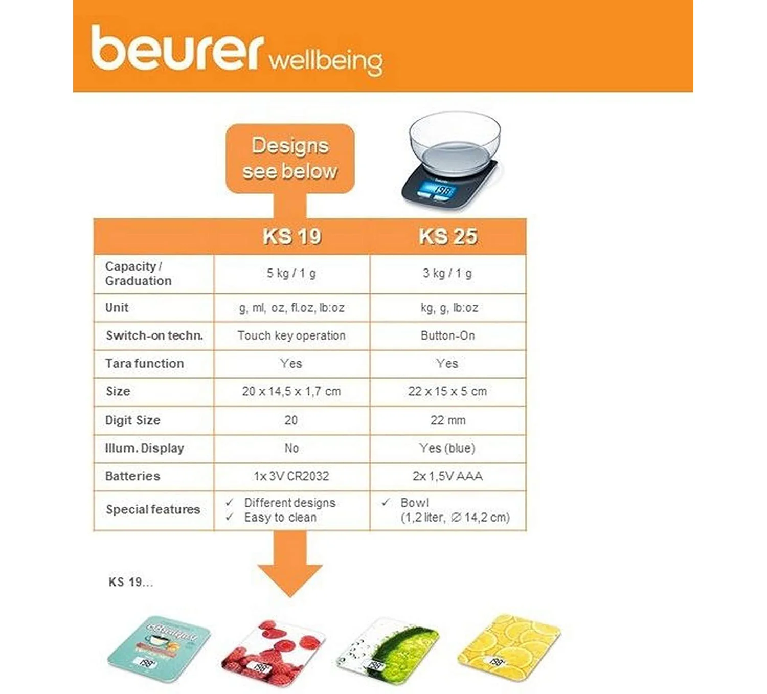 Beurer KS19 Digital Kitchen Scale, Black | 704.04 - Image 7