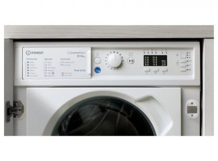 Indesit Integrated 8kg/6kg Washer Dryer - White || BIWDIL861485UK - Image 5