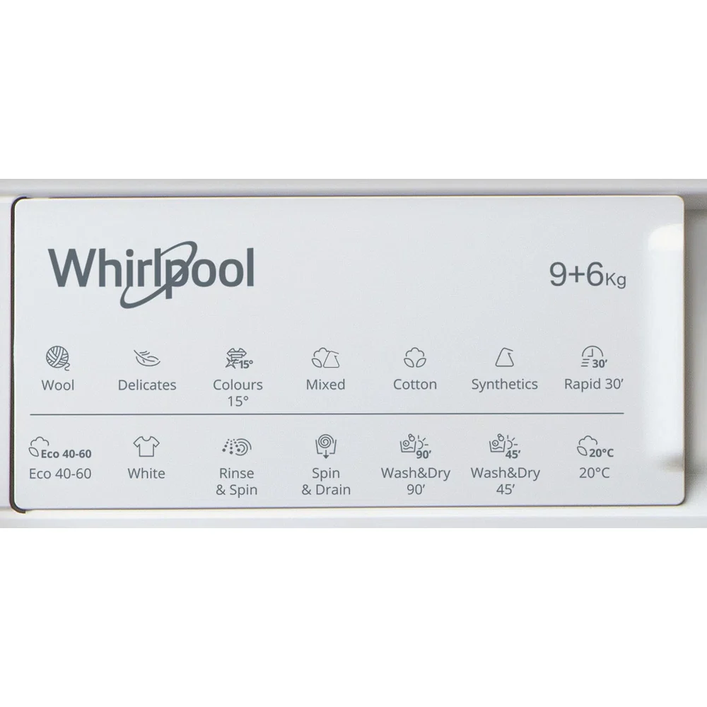 Whirlpool 9kg 6kg 1400 RPM Built-in Washer Dryer - White | BIWDWG961485UK - Image 9