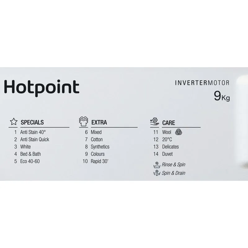*OPEN BOX* Hotpoint 9KG Integrated Washing Machine | BIWMHG91485UKN - Image 8
