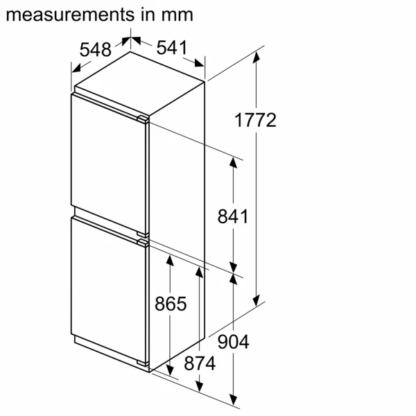 Bosch Series 2, built-in fridge-freezer with freezer at bottom, 177.2 x 54.1 cm, flat hinge | BSH KIN85NFE0G - Image 9