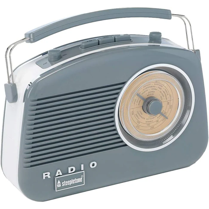 Steepletone Brighton 3 Band Portable Retro Radio - Grey | BRIGHTONGYBT - Image 2