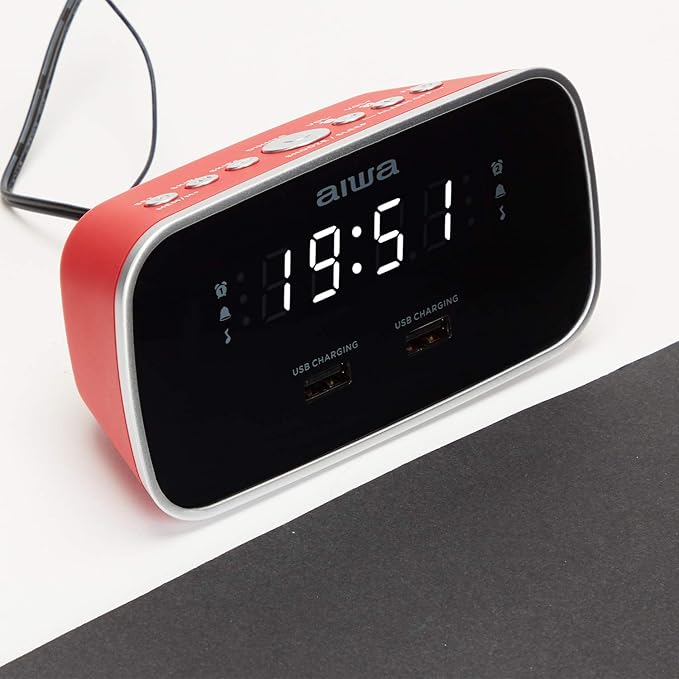 AIWA Alarm Clock FM Radio - Red | CRU-19RD - Image 3