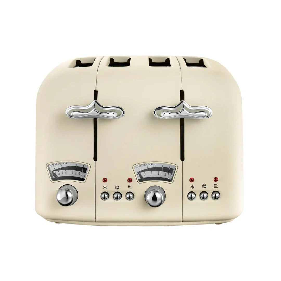 DELONGHI Argento Flora 4 Slice Toaster - Beige | CT04BG
