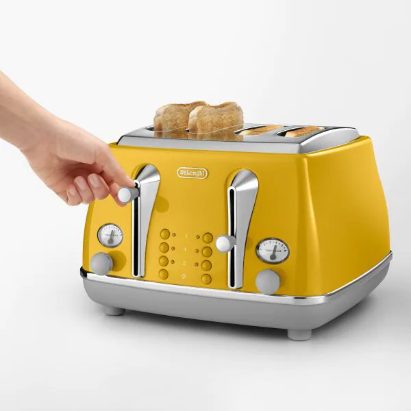 DELONGHI Icona Capitals 4 Slice Toasted - Yellow | CTOC4003Y - Image 3
