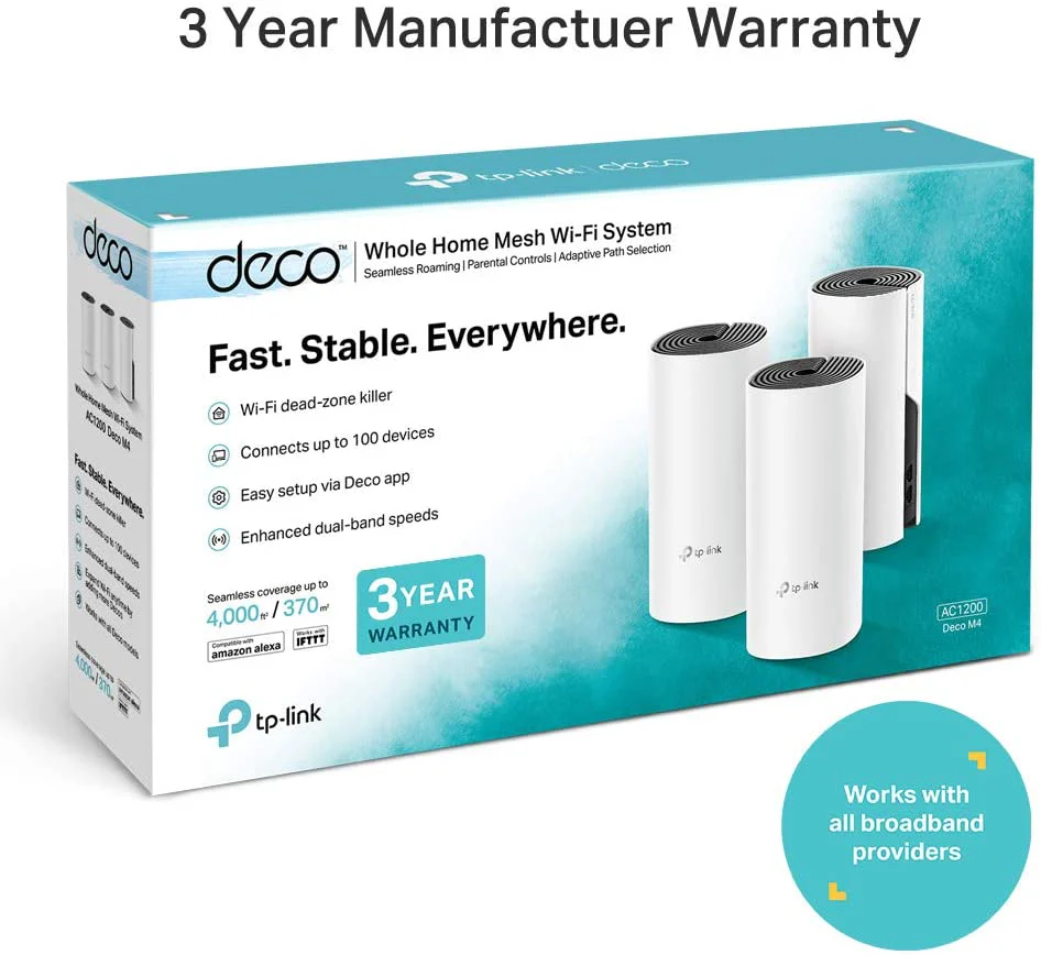 TP Link Deco M4 AC1200 Mesh Wifi Extender 3 Pack With Gigabit Ethernet Ports || DECO M4 3 - Image 2