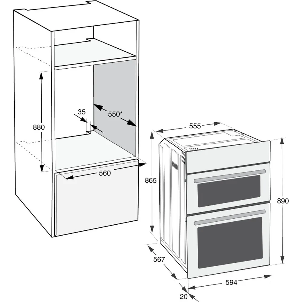 Hotpoint 89cm Built In Double Multifunction Oven with Catalytic Liners | DIH82DIX - Image 7