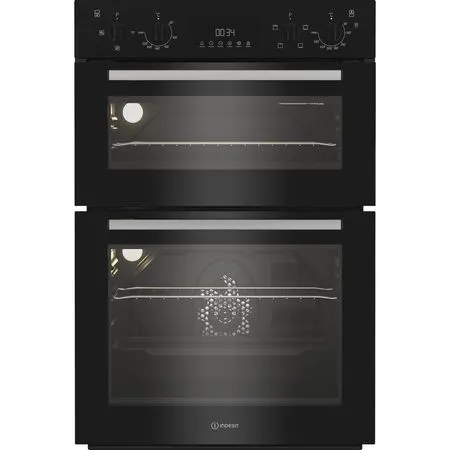 Indesit Built In Electric Fan Double Oven - Black | DII10DB