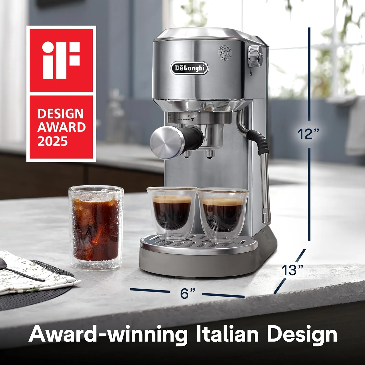 DeLonghi Dedica Duo Espresso Coffee Machine – Silver | EC890.M - Image 3