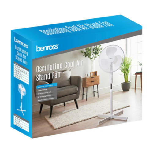 Benross 16" Oscillating Pedestal Fan - White | 43930 - Image 3