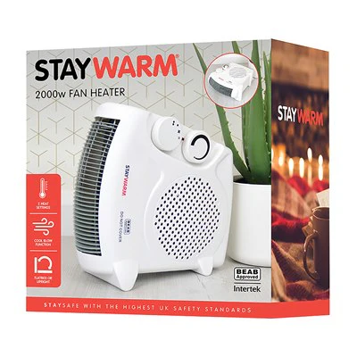StayWarm 2000w Upright / Flatbed Fan Heater - White | F2003WH - Image 2