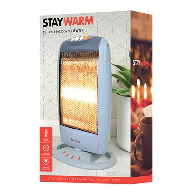 *OPEN BOX* StayWarm 1200w 3 Bar Compact Halogen Heater - Grey | F2106GR - Image 2