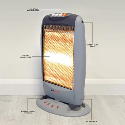 *OPEN BOX* StayWarm 1200w 3 Bar Compact Halogen Heater - Grey | F2106GR - Image 3