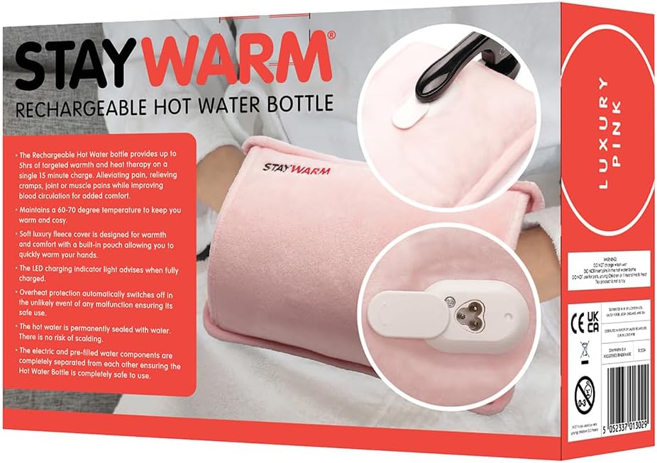 StayWarm Rechargeable Hot Water Bottle - Pink | F2881PK - Image 6