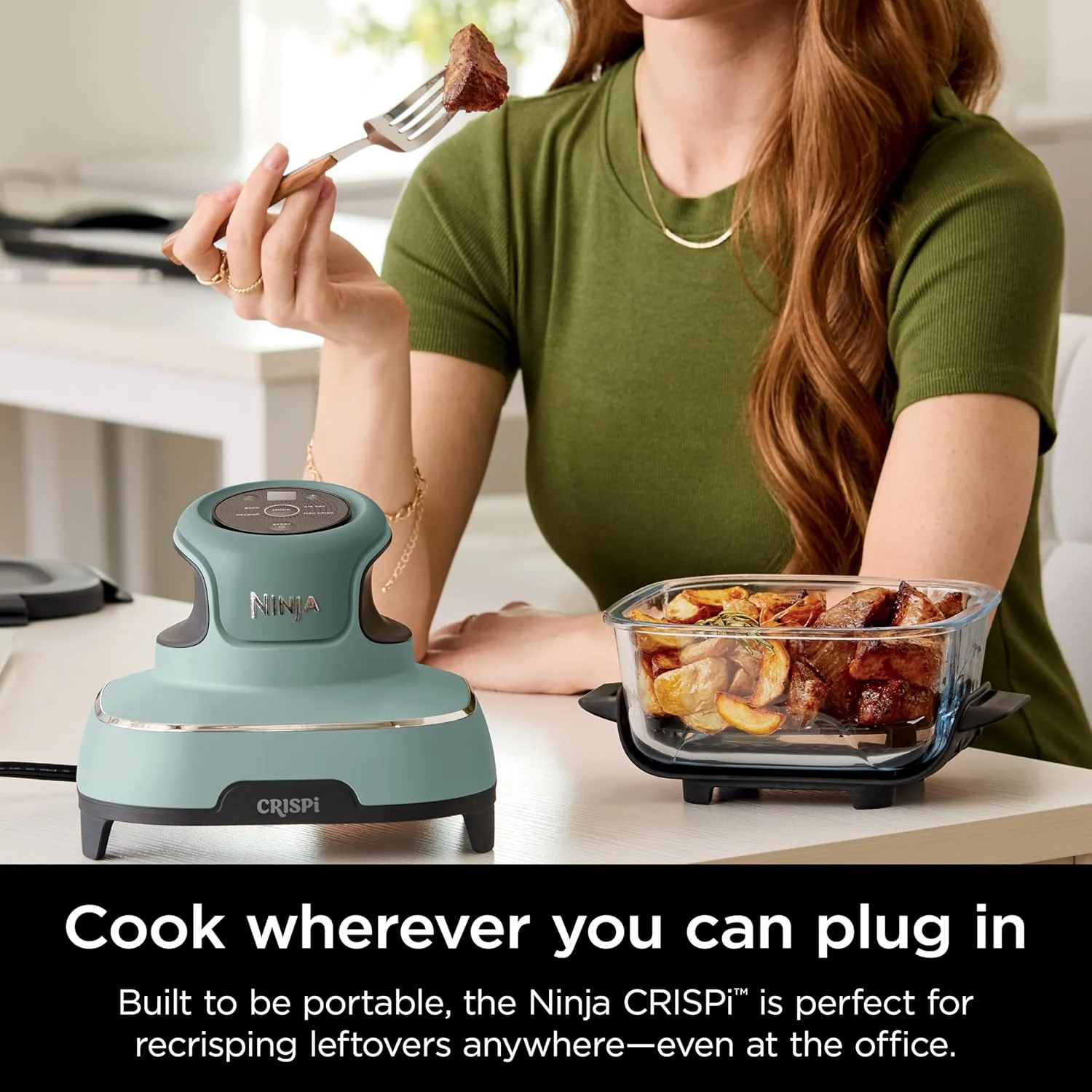 Ninja CRISPi 4-in-1 Portable Glass Air Fryer - Sage | FN101UKSG - Image 9