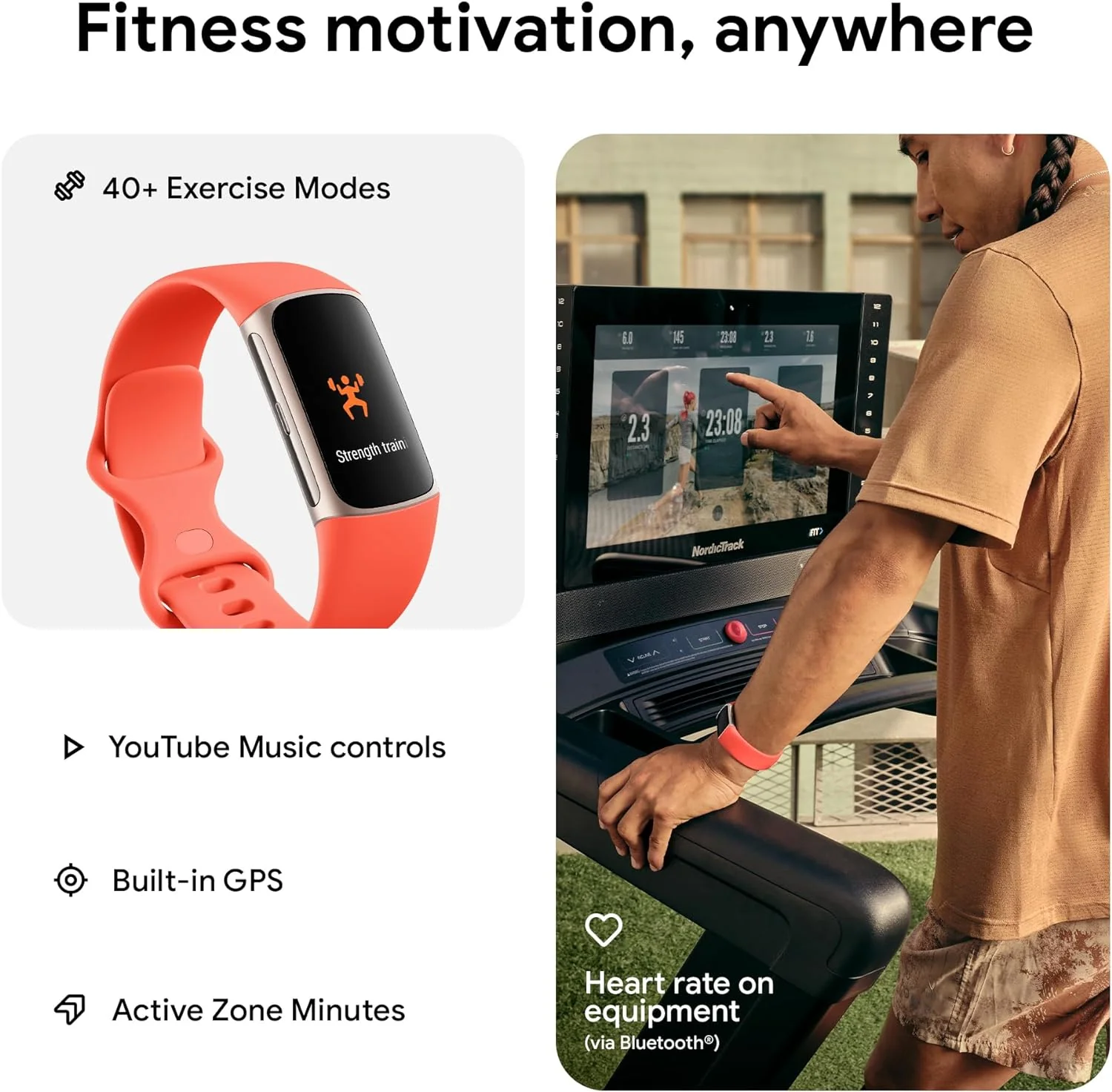 Fitbit Charge 6 By Google - Coral/Gold || GA05184-GB - Image 4