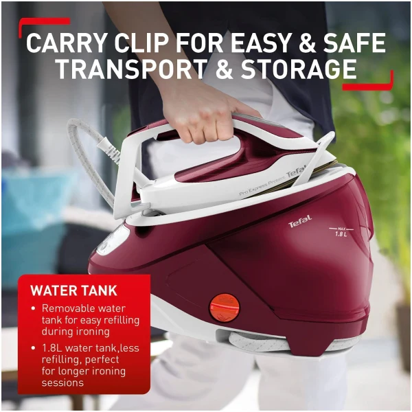 Tefal Pro Express Protect Pressurised Steam Generator Iron - Burgundy | GV9220GO - Image 4