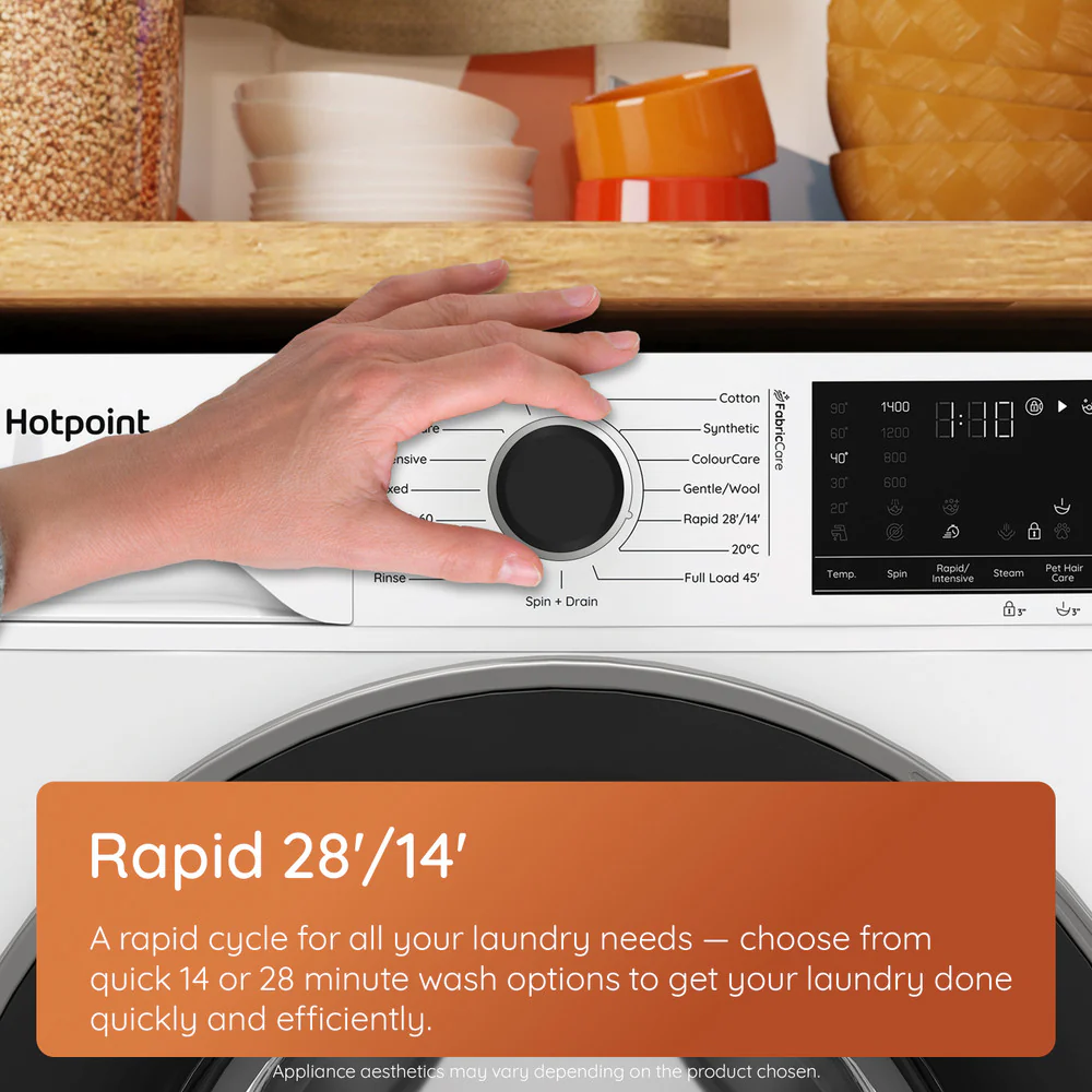 HOTPOINT Fabric Care Washer 12KG 1400RPM Inverter Washing Machine | HBCA123CAREUK - Image 8