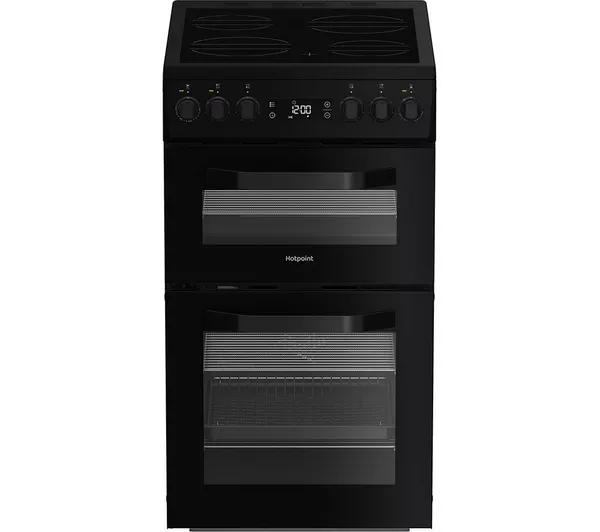 Hotpoint 50cm Freestanding Electric Double Cooker with Ceramic Hob β Black | HDE5VDCB