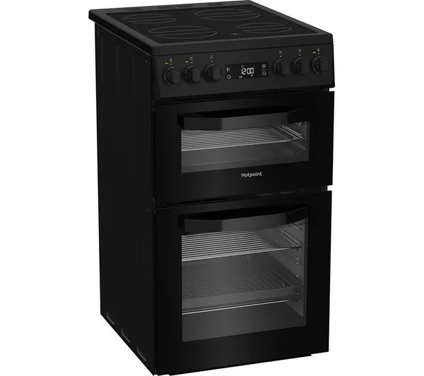 Hotpoint 50cm Freestanding Electric Double Cooker with Ceramic Hob β Black | HDE5VDCB - Image 2