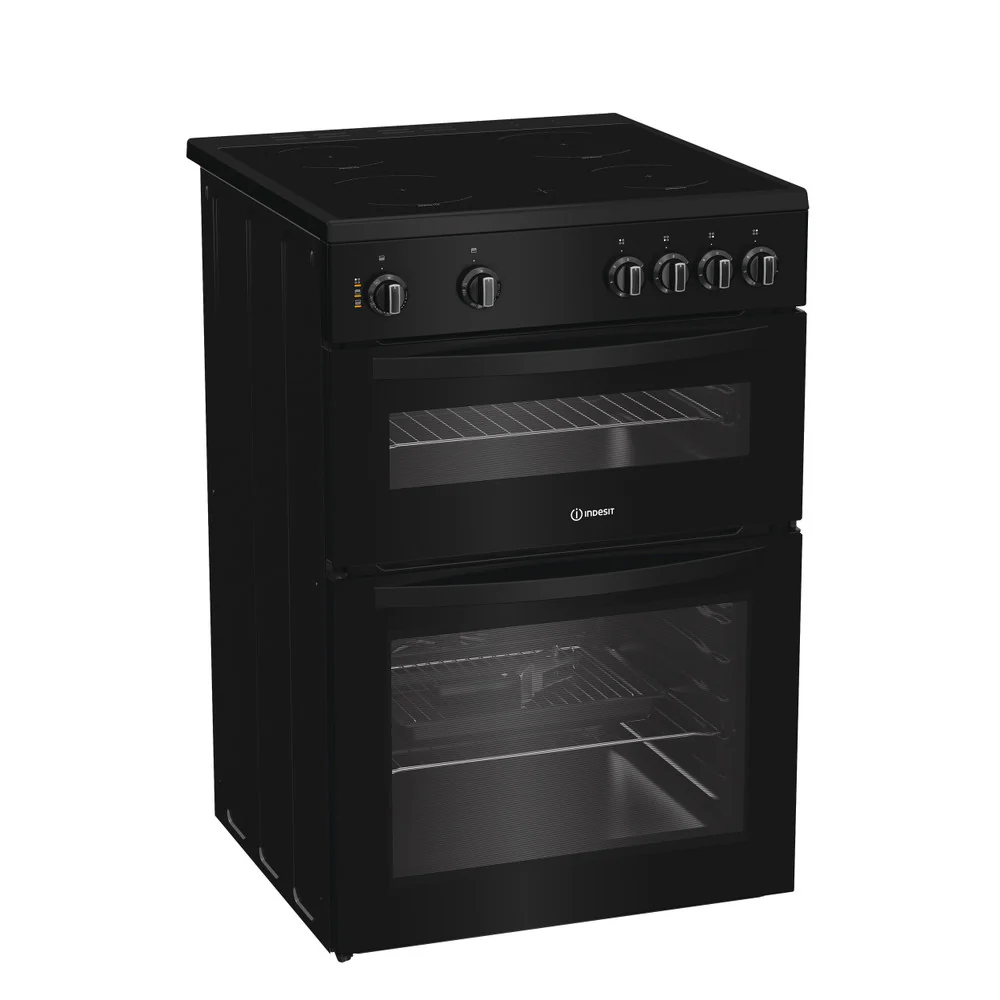 Indesit 60cm Electric freestanding Double Cooker with Ceramic Hob - Black | IDE6VMB - Image 3