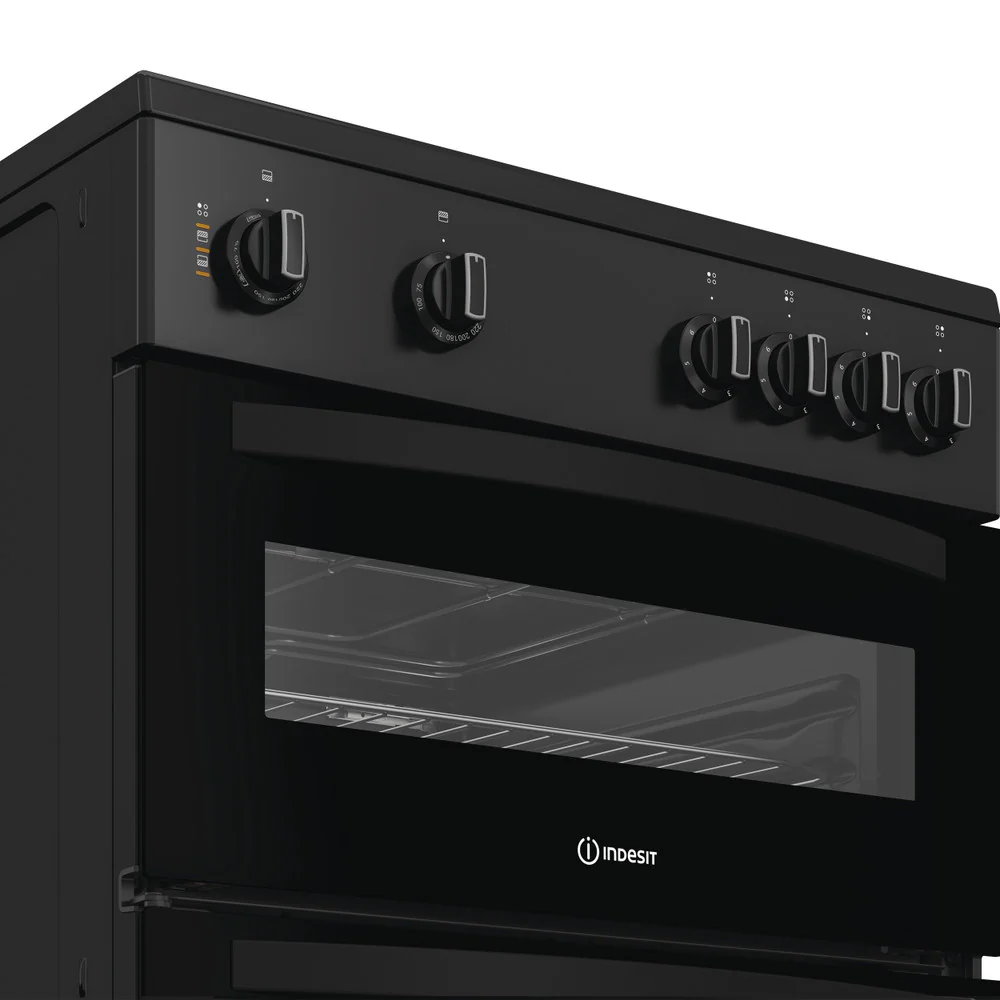 Indesit 60cm Electric freestanding Double Cooker with Ceramic Hob - Black | IDE6VMB - Image 5