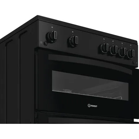 INDESIT 60cm Gas Double Cooker - Black | IDG6GB - Image 4