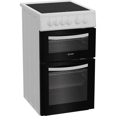 Indesit 50cm Electric feestanding double cooker with Ceramic Hob - White | ITE5VMW - Image 3